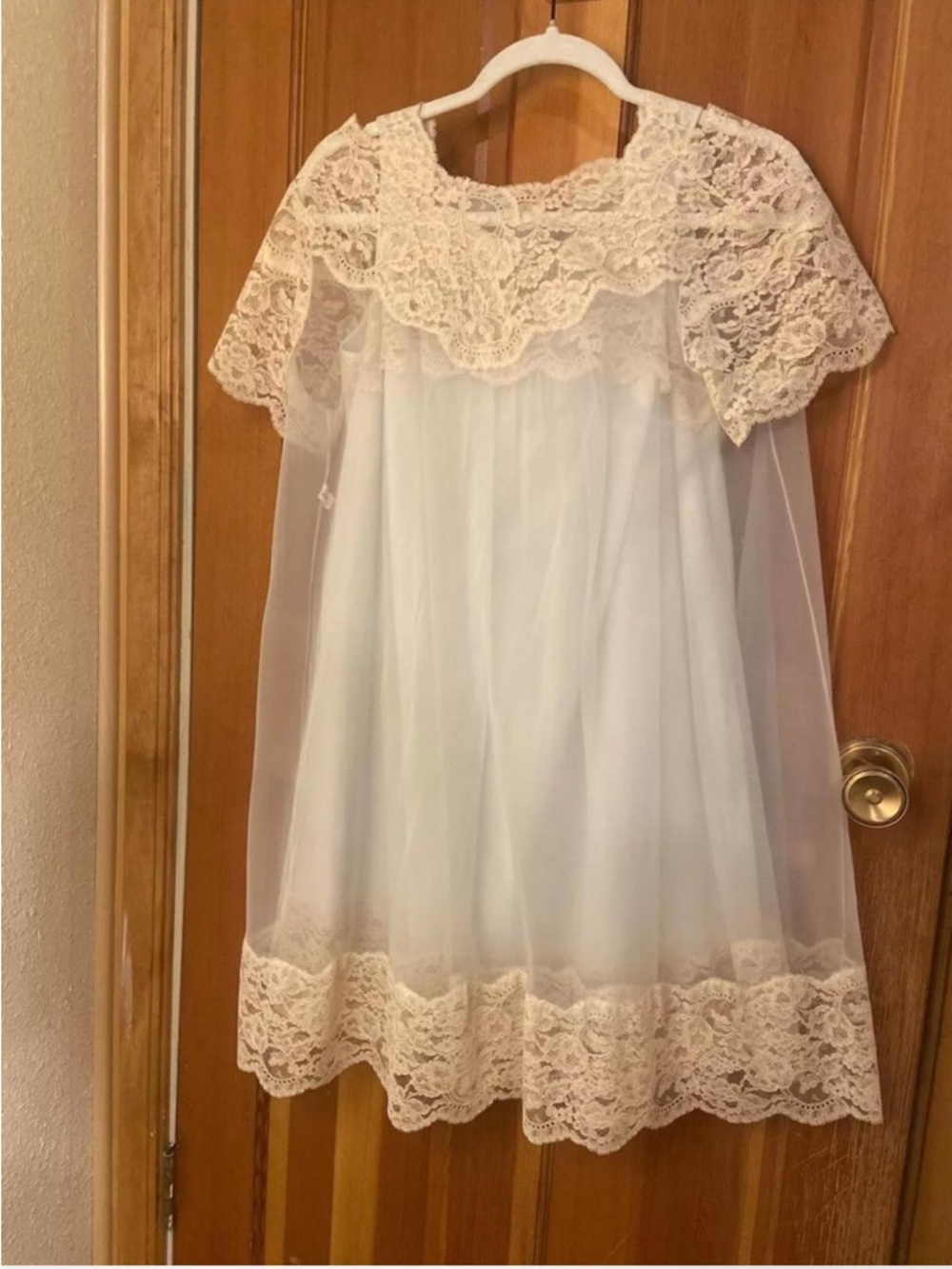 1960s Vintage Lace-Trim Ivory Babydoll Chemise Set - Women Intimates